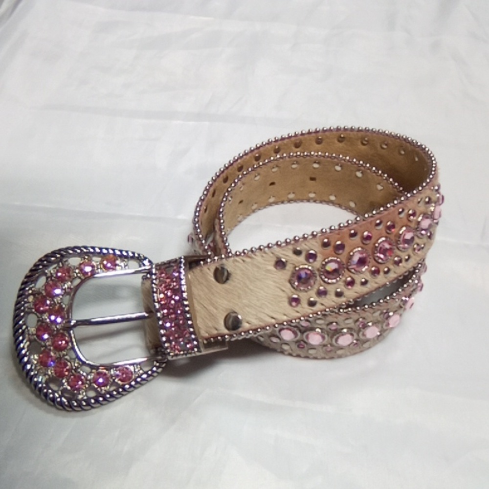 Pink Crystal Studded Women's Belt